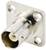 'Metallic connector with a square mounting plate and four screw holes, suitable for cable installation.'