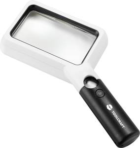 TOOLCRAFT TO-7440585 TOOLCRAFT Square LED Handheld Magnifier  Magnification=20 x, 2 x  2021 Energy Efficiency Class n.rel.