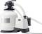 Swimming pool sand filter system with plastic tank, valves, and hoses by Intex. Designed for cleaning and circulating pool water.
