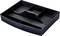Black desktop organiser tray with multiple compartments for storing office supplies.