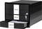 Black filing cabinet with three open drawers, labelled 'PRIVATE', 'FILING', 'ACCESSORIES', with key in lock.
