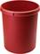 A red, cylindrical plastic bin, empty and with no visible contents.