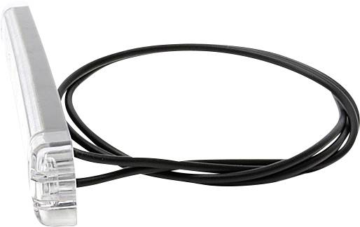 A transparent, rectangular LED light with a black cable on a white background.