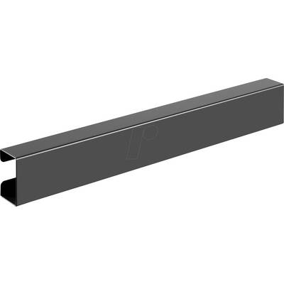 A long, rectangular black metal bar, whose shape represents a 'U' with open sides, is shown against a white background.