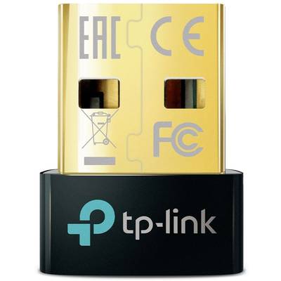 'TP-Link USB network adapter with gold contacts and various certification logos, suitable for wireless connections.'