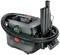 A portable vacuum cleaner with various attachments and a long suction hose, suitable for diverse cleaning tasks.