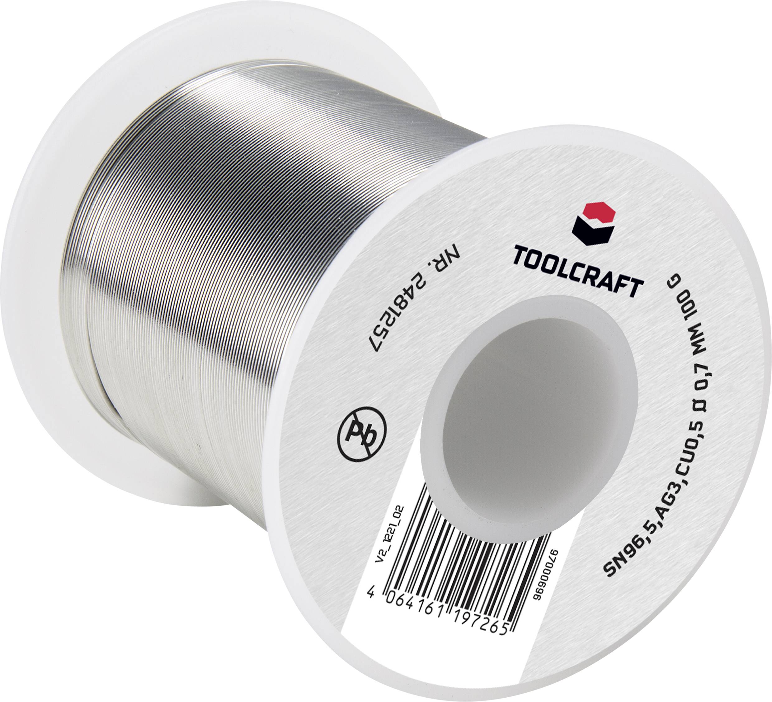 A reel of solder from Toolcraft, Sn60Pb40, diameter 0.7 mm. Suitable for electronics work and general soldering.