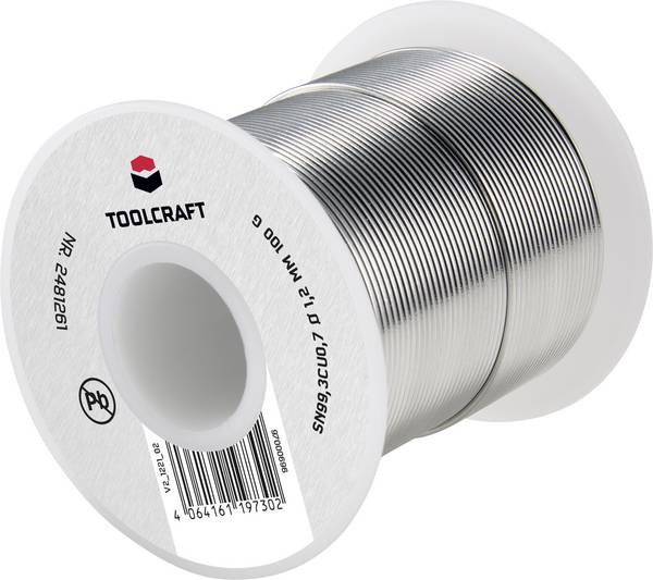 TOOLCRAFT Solder, lead-free Reel Sn99,3Cu0,7 ROL1 100 g 1.2 mm