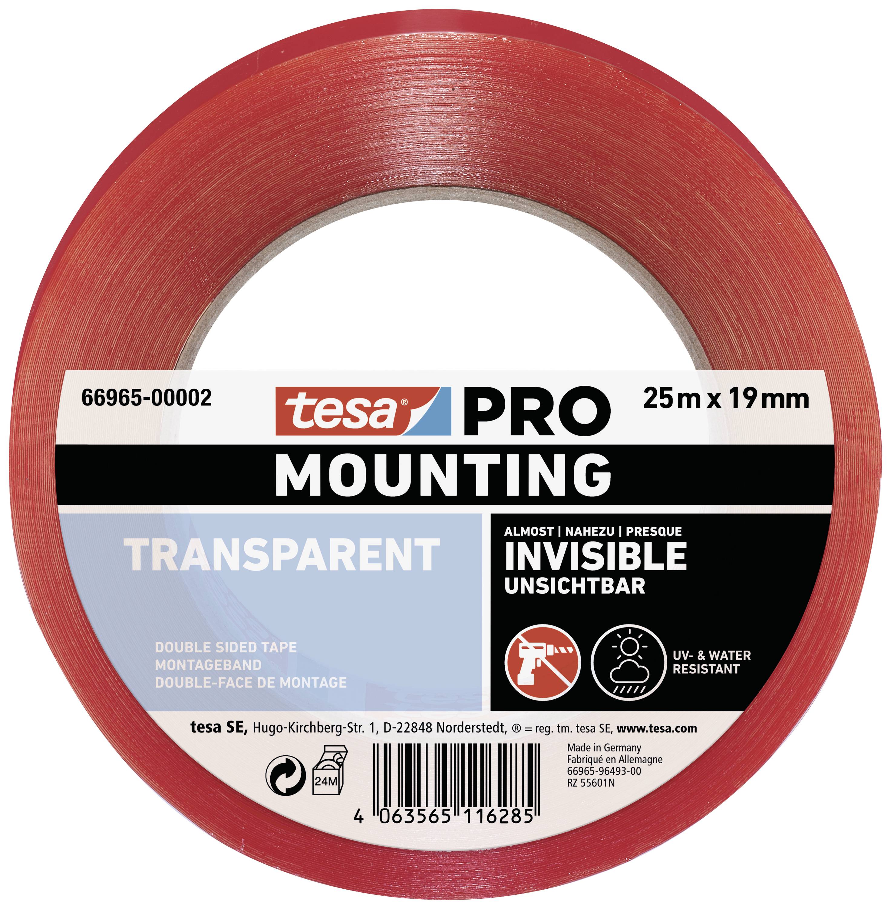 tesa Mounting PRO Transparent 66965-00002-00 Industrial tape Transparent (L x W) 25 m x 19 mm 1 pc(s)