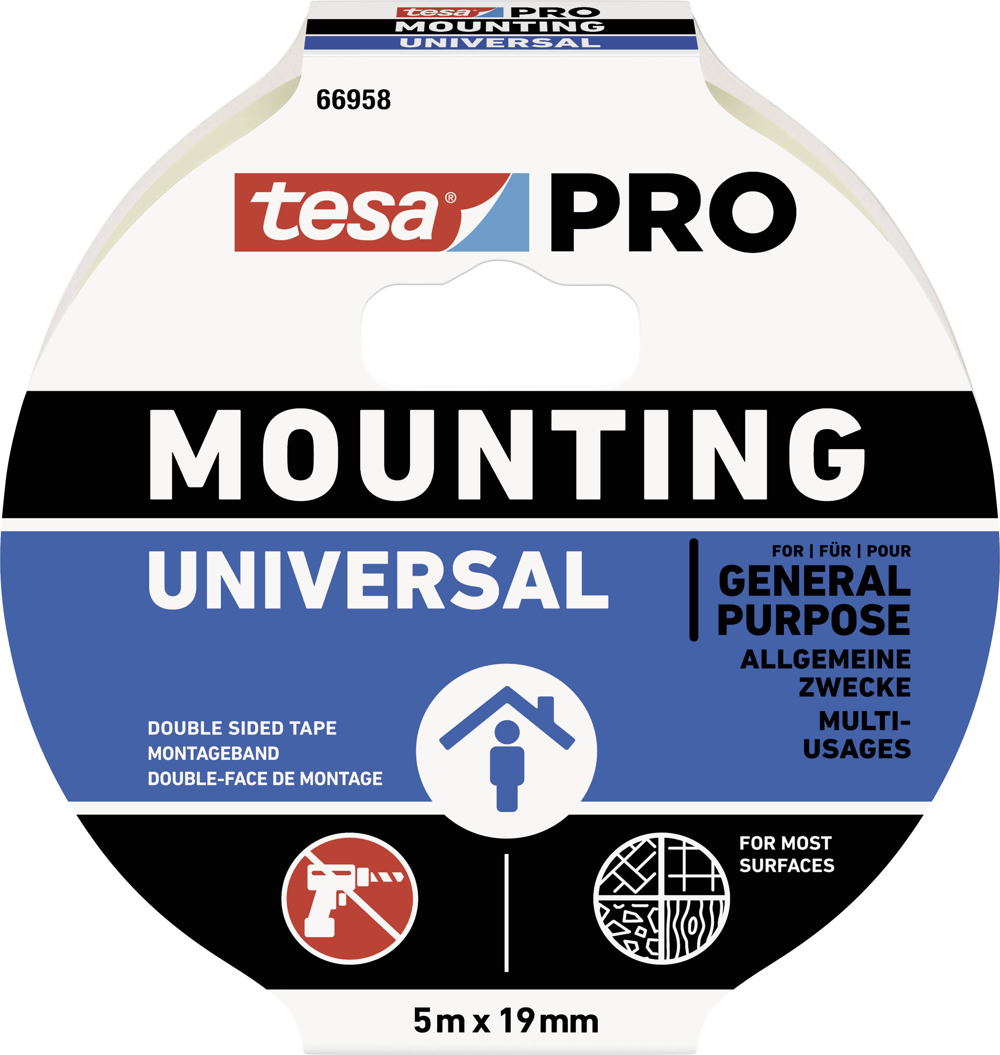 tesa Mounting PRO Universal 66958-00001-00 Industrial tape White (L x W) 5 m x 9 mm 1 pc(s)