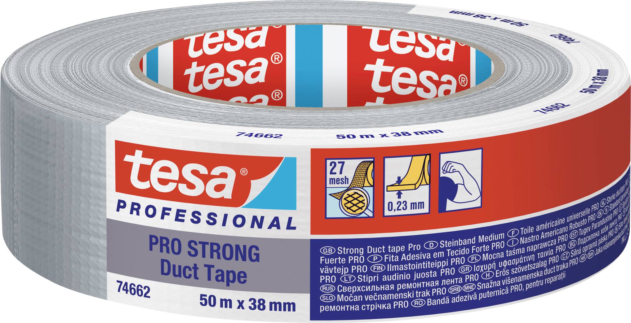 tesa Duct Tape Pro-Strong 66462-00004-00 Repair tape Grey (L x W) 50 m x 38 mm 1 pc(s)