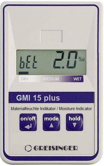 Greisinger GMI15-plus Moisture meter Building moisture reading range 0.0 up to 8.0 % Wood moisture reading range 0.0 up to 100 %