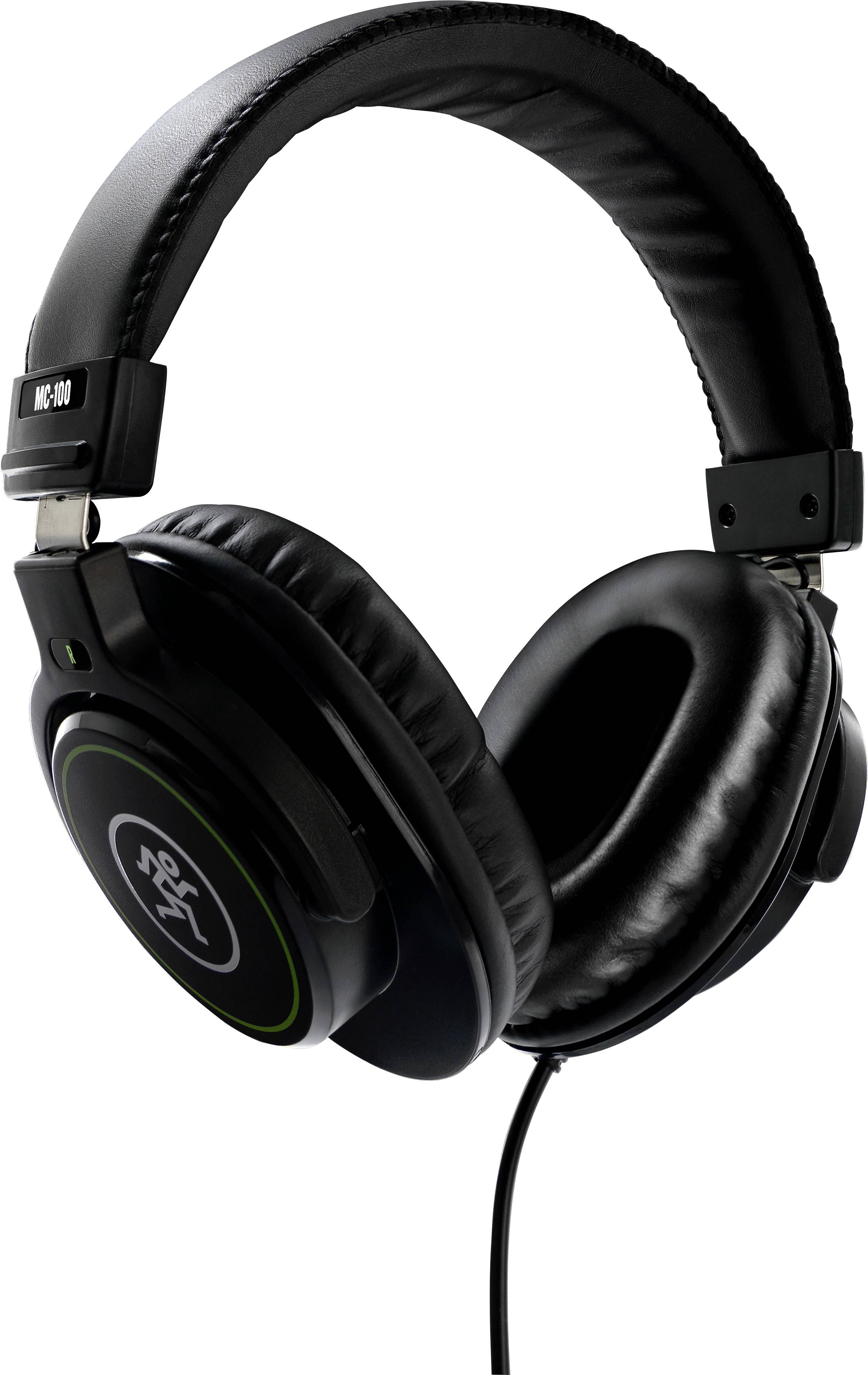 Black over-ear headphones with cable and padded ear cups, suitable for music enjoyment or audio production.