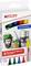 Five permanent markers in various colours (black, red, blue, green, yellow) from edding 3000, suitable for diverse materials.