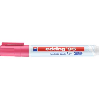 Red glass marker by Edding, Model 95, with instant flow.