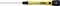 A screwdriver with a yellow and black handle, printed with the 'wiha' brand. The handle has ergonomic shapes for better grip.