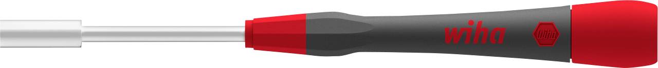 Screwdriver with red and black handle and metal shaft. 'Wiha' marking in red on the handle.