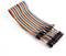 'Colourful breadboard jumper wire set with male and female connectors, suitable for electronics projects and prototype development.'