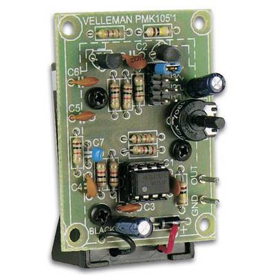 Printed circuit board with electronic components, such as resistors and capacitors. 'VELLEMAN PMK105' is visible above.