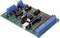 Electronic circuit board with various blue terminal connectors, resistors, and chip components. Includes USB port and LED indicators.