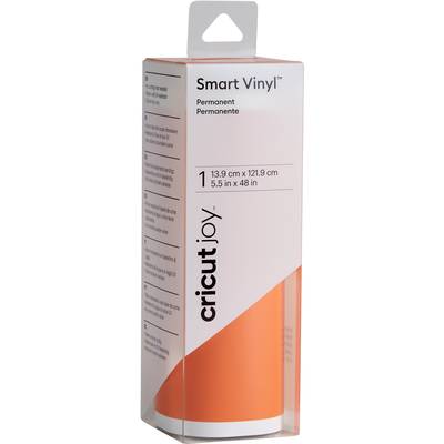 Packaging for 'Smart Vinyl Permanent' for Cricut Joy. Contains an orange vinyl roll, 5.5 inches x 48 inches.