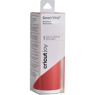 A pack of 'Smart Vinyl' from Cricut Joy in Red, permanent vinyl, dimensions: 13.9 cm x 121.9 cm.