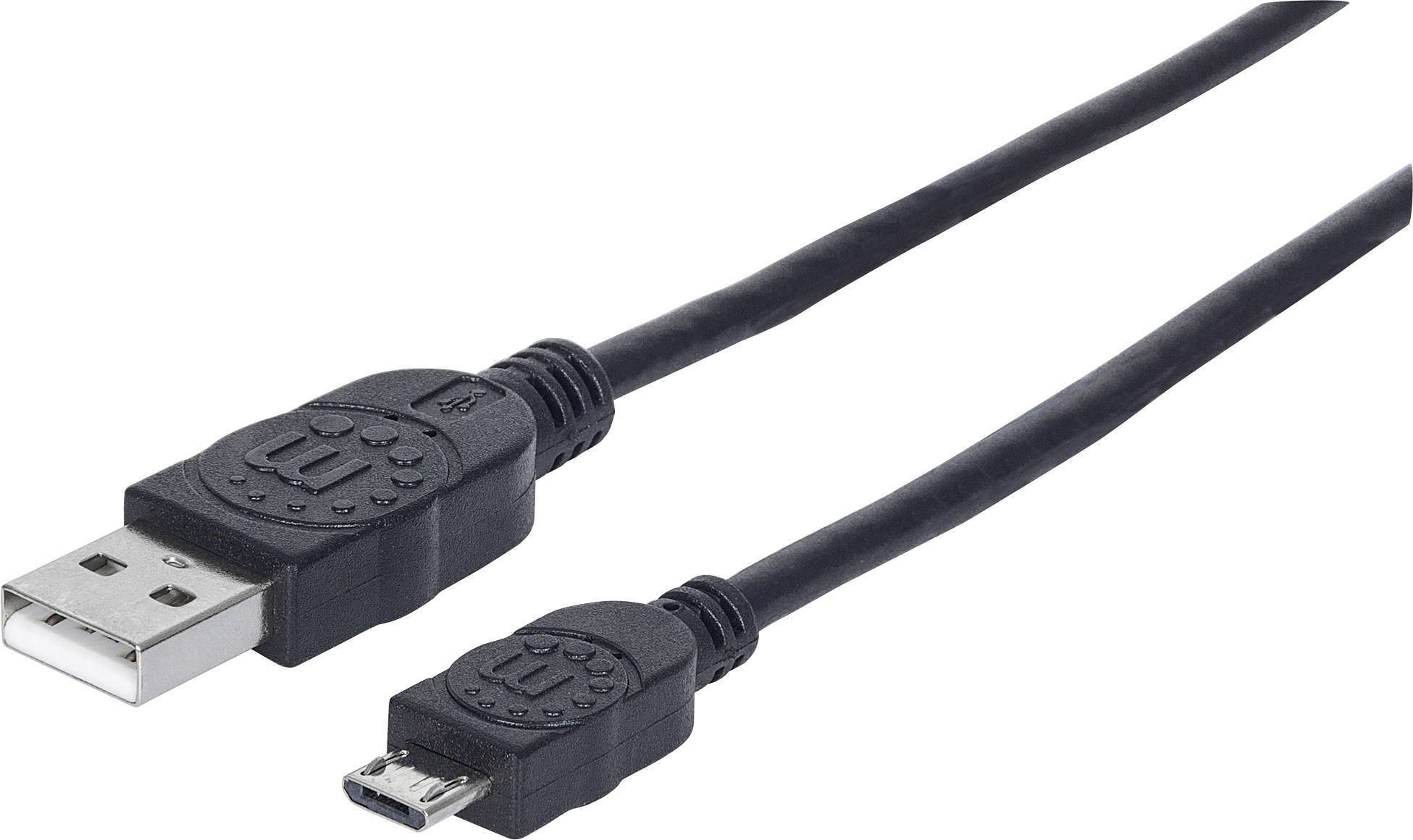 Manhattan USB cable USB 2.0 USB Micro-B plug, USB-A plug 3.00 m Black 325684-1