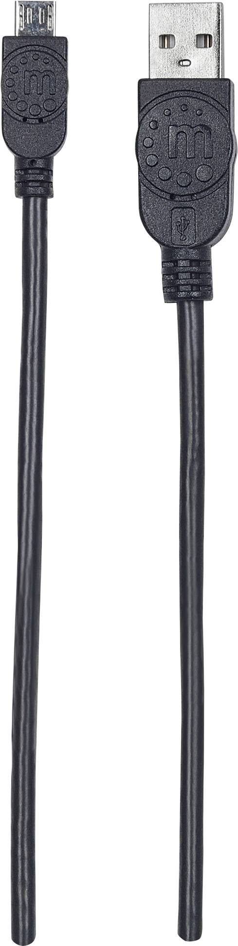 Manhattan USB cable USB 2.0 USB Micro-B plug, USB-A plug 3.00 m Black 325684-3