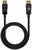 A black HDMI cable with gold-plated connectors, suitable for transmitting audio and video signals between devices.