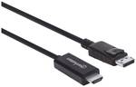 Manhattan 4K@60Hz DisplayPort to HDMI cable DisplayPort plug to HDMI plug, 3 m, black