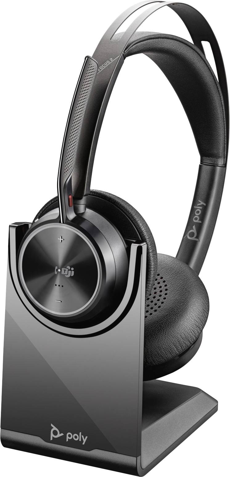 HP Poly VOYAGER FOCUS 2 Phone On-ear headset Bluetooth® (1075101), Corded (1075100) Stereo Black Microphone noise cancel-0