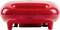 A red kitchen appliance, possibly a sandwich toaster, on a white surface.
