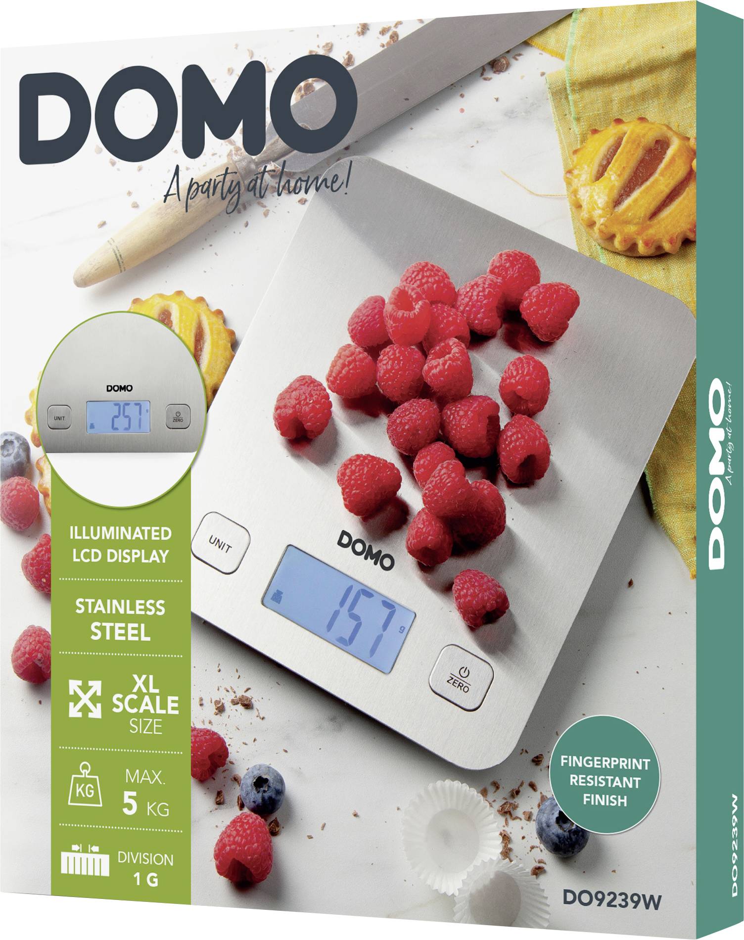 DOMO DO9239W Kitchen scales Digital Weight range=5 kg White 217 x 187 x 16.5-7
