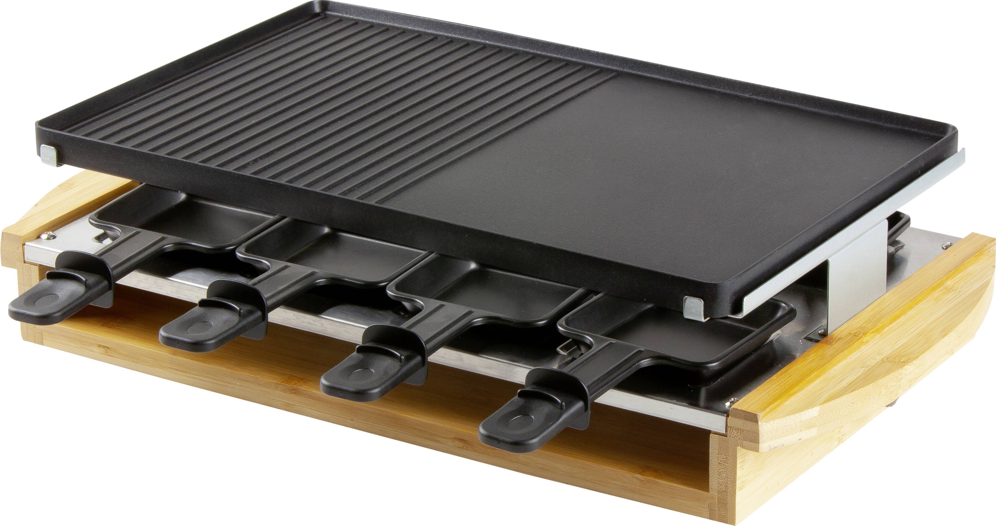 Image of DOMO DO9246G Raclette 8 pannikins, Non-stick coating, Indicator light Black, Wood