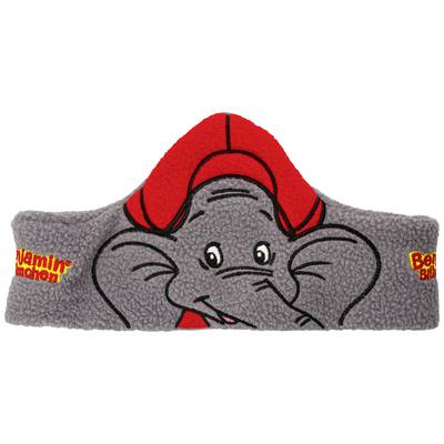 Grey and red headband with an elephant motif and red lettering displaying 'Benjamin Blümchen'.