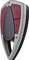 An electronic radio key with a robust casing, two red buttons for control and a grey central section.