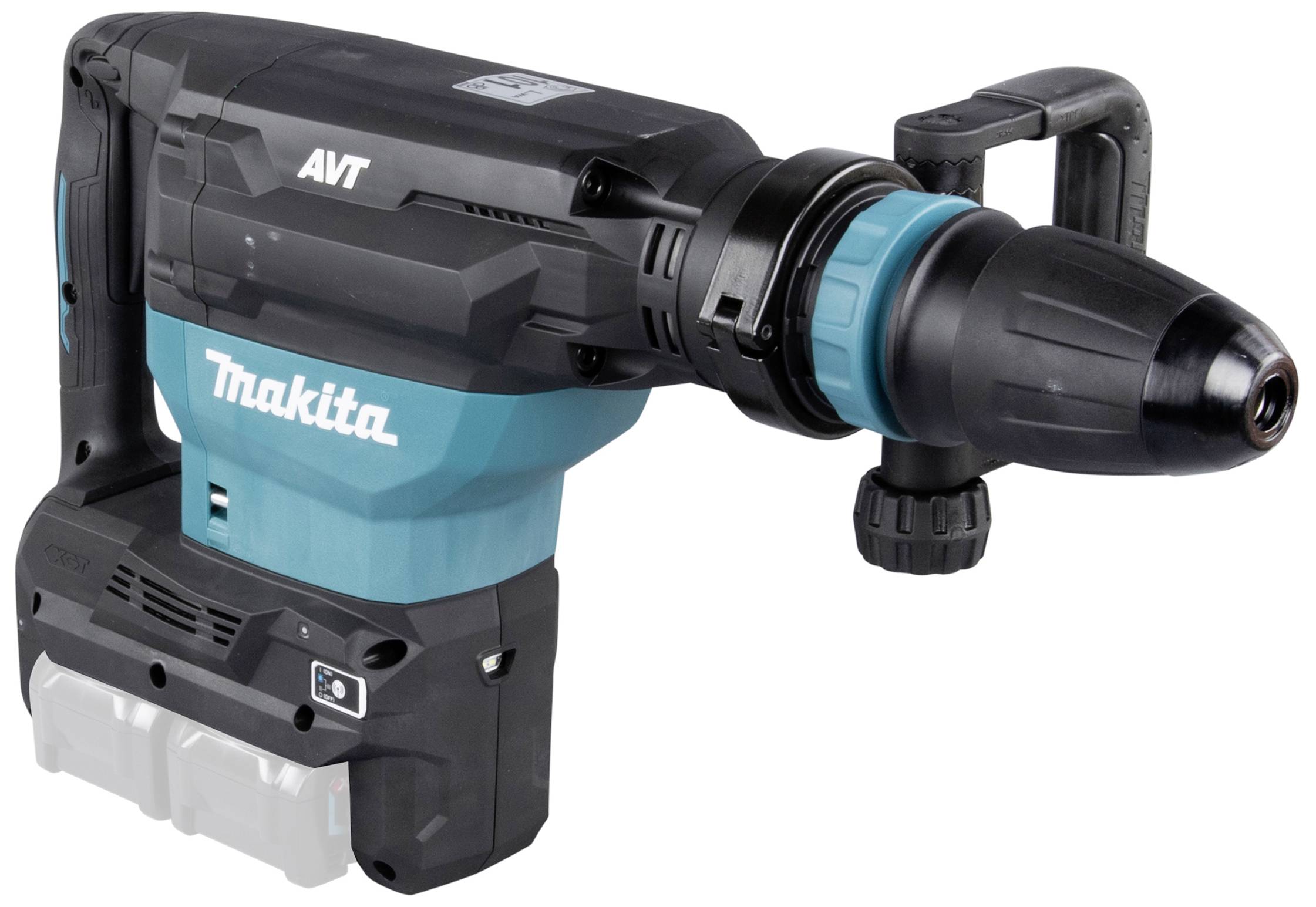 An electric drill hammer with two handles and a robust casing. Tools logo on the side.