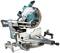 Mitre saw with pivoting saw blade, suitable for precise woodworking.