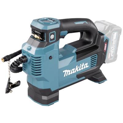 A single-jet blue, compact, battery-powered compressor with a digital display and pressure control function, suitable for mobile applications.