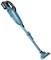 'Blue cordless stick vacuum cleaner with black handle and attachment, side view. "Makita" marking on the side.'