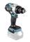 Cordless drill, black and blue, with ergonomic handle and chuck.