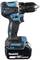 Cordless drill in blue and black with lithium-ion battery, suitable for DIY or construction work.