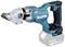 Cordless Makita Metal Shears in Blue and Black with Battery. Suitable for cutting metal sheets. Compact design for easy handling.