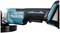 Makita angle grinder with ergonomic design, black and blue casing.