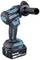 Cordless, blue Makita sander with handle and 18V battery, perfect for DIY work on a construction site.<br><br>Translated version:<br>Cordless, blue Makita sander with handle and 18V battery, ideal for DIY works on a building site.