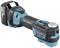 Battery-powered angle grinder in black and turquoise with 18V lithium-ion battery, suitable for grinding and cutting materials.