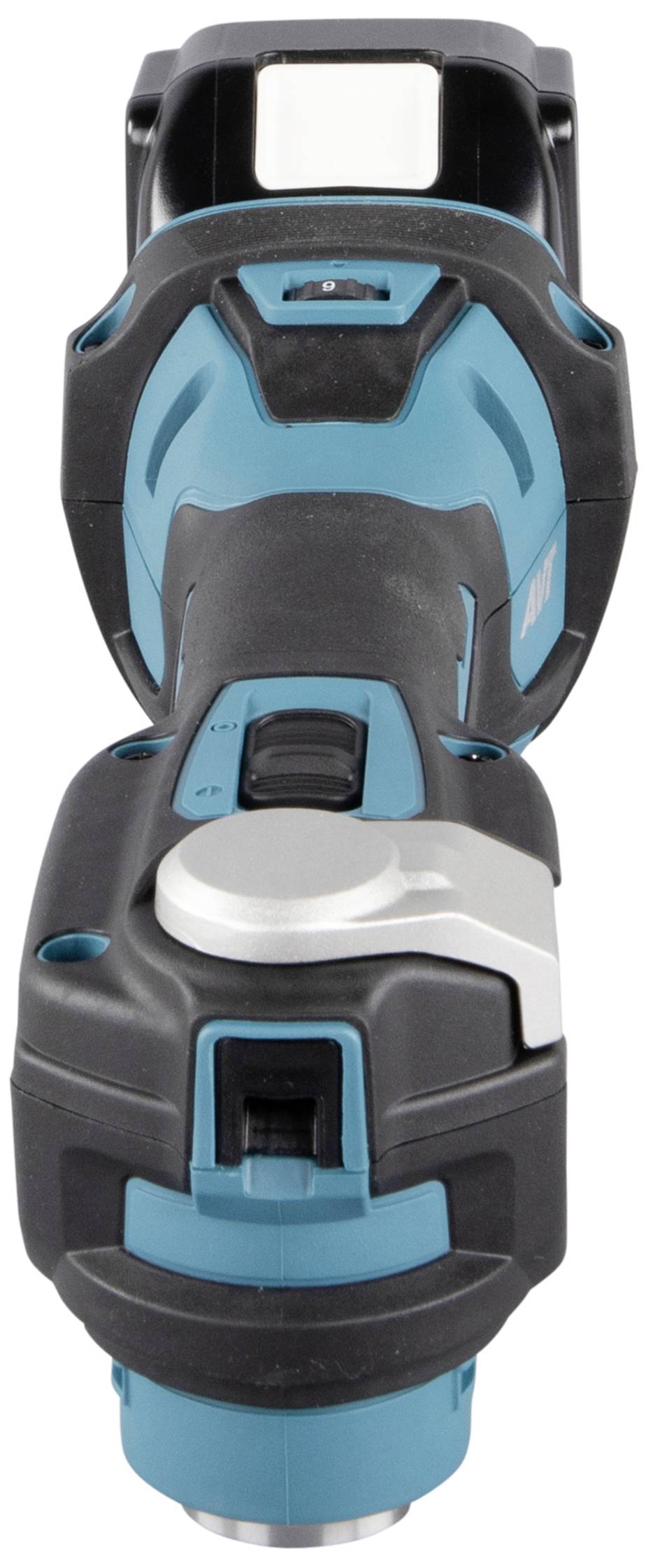 A cordless power drill with blue and black casing, positioned centrally. Suitable for various DIY tasks.