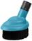 A blue vacuum cleaner attachment with black bristles, suitable for cleaning delicate surfaces such as furniture or fabrics.