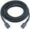 Black, long high-pressure hose with connectors at both ends, coiled in a circle. Suitable for water pressure equipment.
