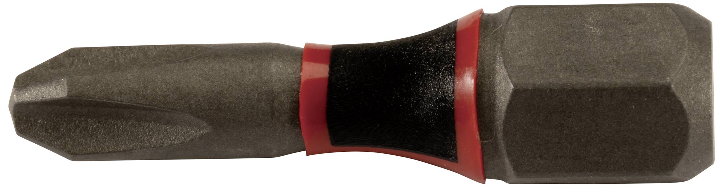 Screwdriver bit with serrated tip and hexagonal shank for precise tightening or loosening of screws.